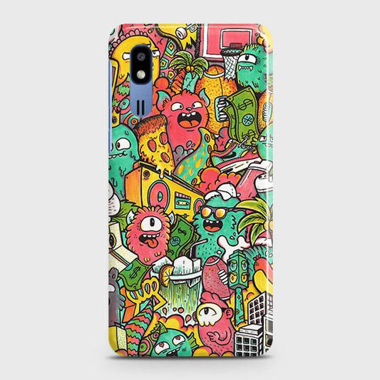 Samsung Galaxy A2 Core Cover - Matte Finish - Candy Colors Trendy Sticker Collage Printed Hard Case with Life Time Colors Guarantee