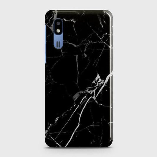 Samsung Galaxy A2 Core Cover - Black Modern Classic Marble Printed Hard Case with Life Time Colors Guarantee