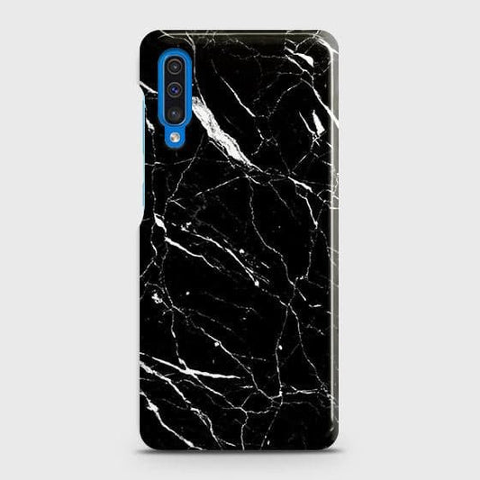 Samsung Galaxy A30s Cover - Trendy Black Marble Printed Hard Case with Life Time Colors Guarantee