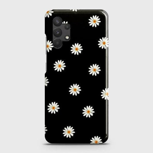 Samsung Galaxy A32 4G Cover - Matte Finish - White Bloom Flowers with Black Background Printed Hard Case with Life Time Colors Guarantee