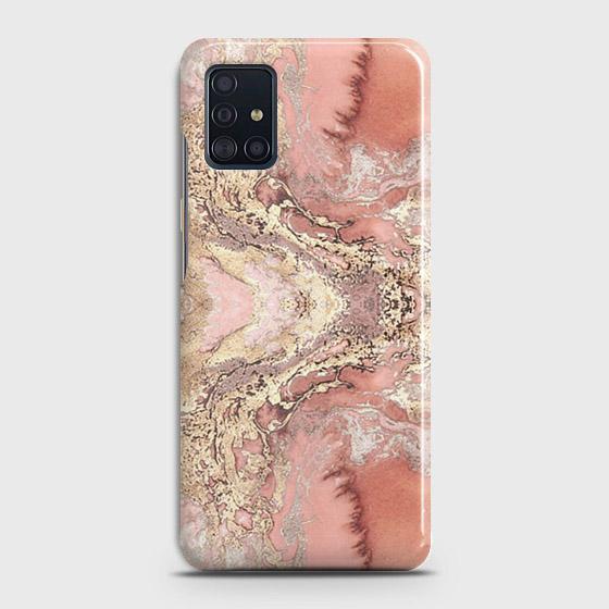 Samsung Galaxy A51 Cover Trendy Chic Rose Gold Marble Printed
