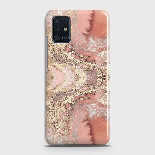 Samsung Galaxy A51 Cover - Trendy Chic Rose Gold Marble Printed Hard Case with Life Time Colors Guarantee
