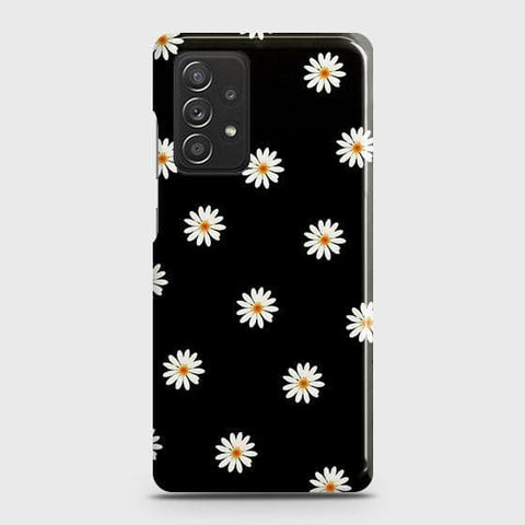 Samsung Galaxy A52 Cover - Matte Finish - White Bloom Flowers with Black Background Printed Hard Case with Life Time Colors Guarantee