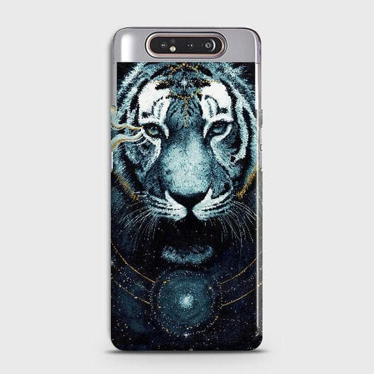 Samsung Galaxy A80 Cover - Vintage Galaxy Tiger Printed Hard Case with Life Time Colors Guarantee