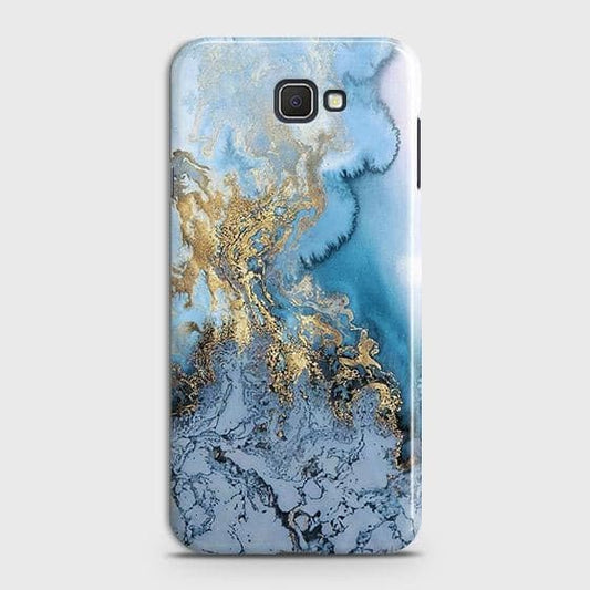 Samsung Galaxy J4 Core - Trendy Golden & Blue Ocean Marble Printed Hard Case with Life Time Colors Guarantee