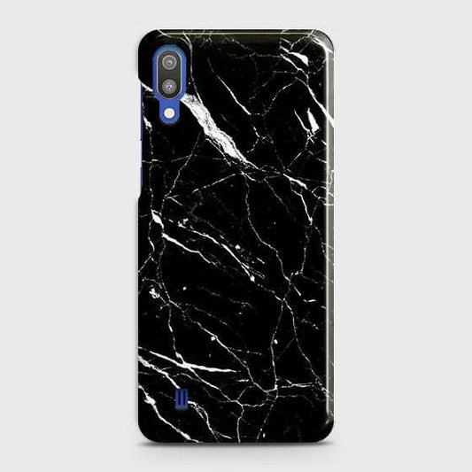 Samsung Galaxy M10 Cover - Trendy Black Marble Printed Hard Case with Life Time Colors Guarantee