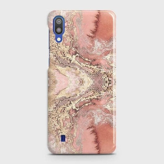 Samsung Galaxy M10 Cover - Trendy Chic Rose Gold Marble Printed Hard Case with Life Time Colors Guarantee