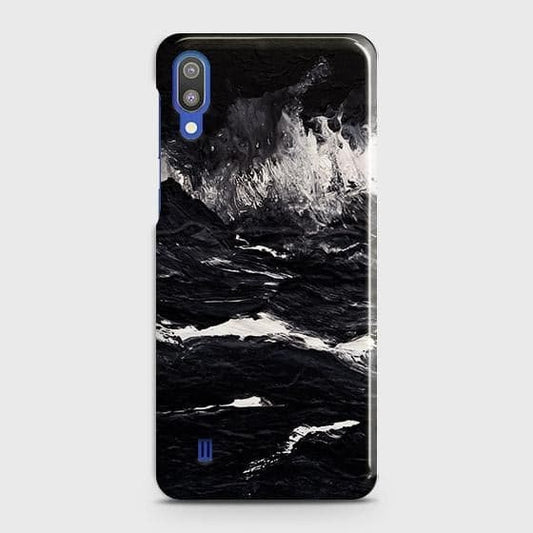 Samsung Galaxy M10 Cover - Black Ocean Marble Trendy Printed Hard Case with Life Time Colors Guarantee