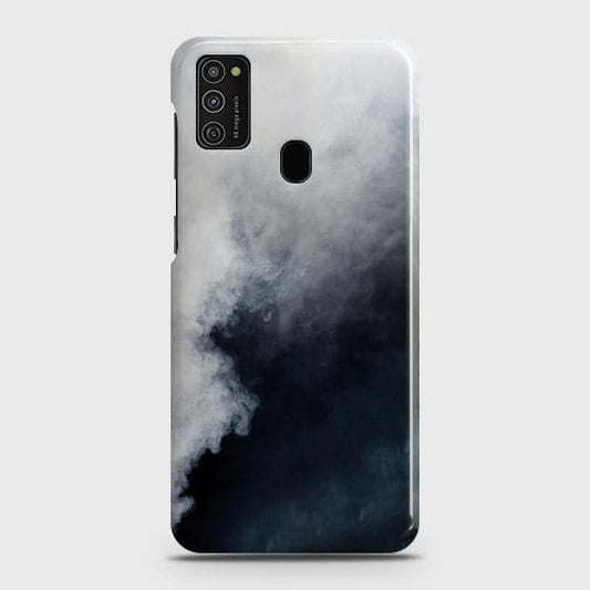 Samsung Galaxy M21 Cover - Matte Finish - Trendy Misty White and Black Marble Printed Hard Case with Life Time Colors Guarantee