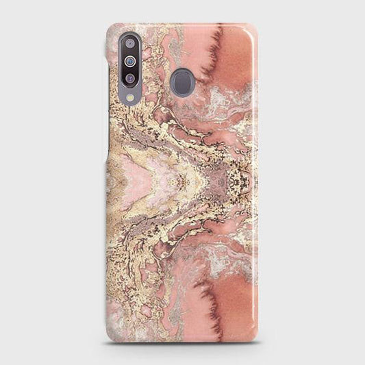 Samsung Galaxy M30 Cover - Trendy Chic Rose Gold Marble Printed Hard Case with Life Time Colors Guarantee