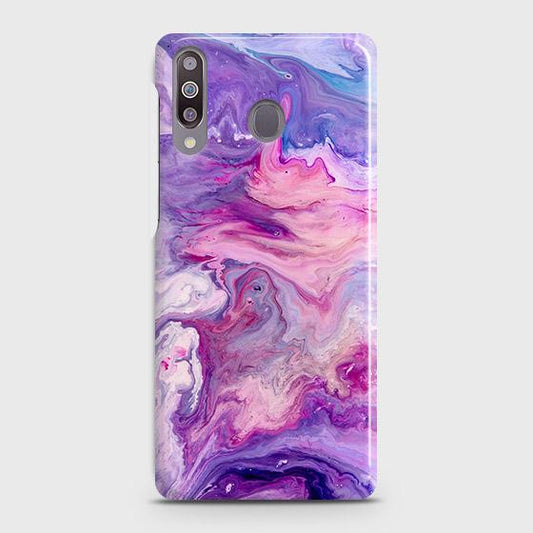 Samsung Galaxy M30 Cover - Chic Blue Liquid Marble Printed Hard Case with Life Time Colors Guarantee