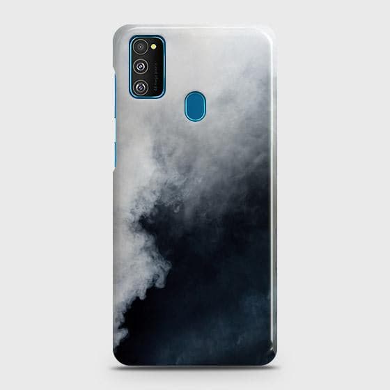 Samsung Galaxy M21 Cover - Matte Finish - Trendy Misty White and Black Marble Printed Hard Case with Life Time Colors Guarantee ( Fast Delivery )