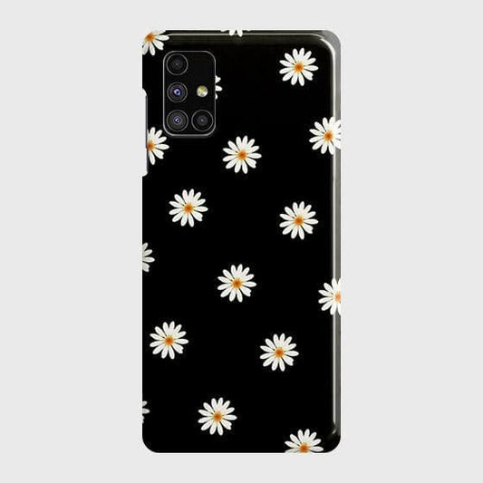Samsung Galaxy M51 Cover - Matte Finish - White Bloom Flowers with Black Background Printed Hard Case with Life Time Colors Guarantee