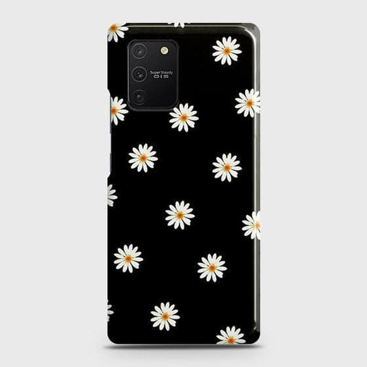 Samsung Galaxy S10 Lite Cover - Matte Finish - White Bloom Flowers with Black Background Printed Hard Case with Life Time Colors Guarantee