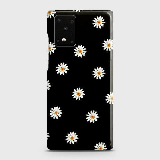 Samsung Galaxy S20 Ultra Cover - Matte Finish - White Bloom Flowers with Black Background Printed Hard Case with Life Time Colors Guarantee