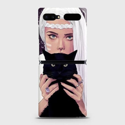 Samsung Galaxy Z Flip Cover - Trendy Wild Black Cat Printed Hard Case with Life Time Colors Guarantee