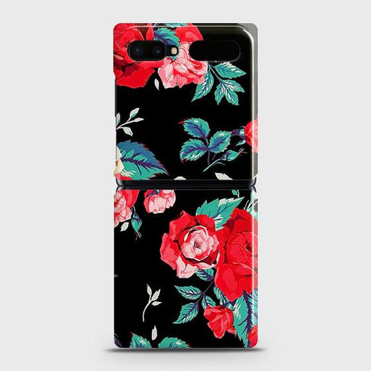 Samsung Galaxy Z Flip Cover - Luxury Vintage Red Flowers Printed Hard Case with Life Time Colors Guarantee B (33) 1