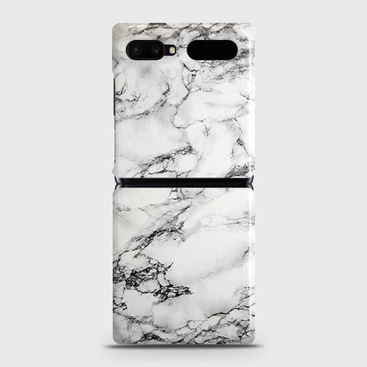 Samsung Galaxy Z Flip Cover - Matte Finish - Trendy Mysterious White Marble Printed Hard Case with Life Time Colors Guarantee