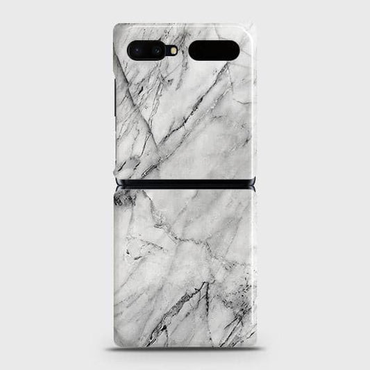 Samsung Galaxy Z Flip Cover - Matte Finish - Trendy White Marble Printed Hard Case with Life Time Colors Guarantee