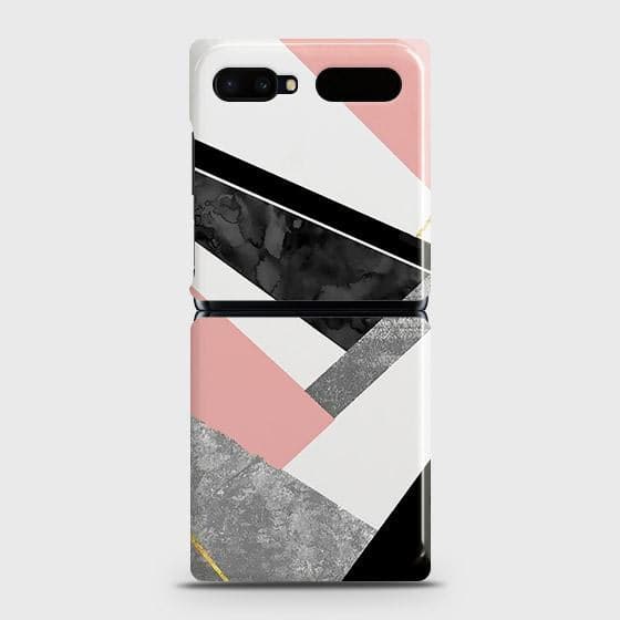 Samsung Galaxy Z Flip Cover - Matte Finish - Geometric Luxe Marble Trendy Printed Hard Case with Life Time Colors Guarantee