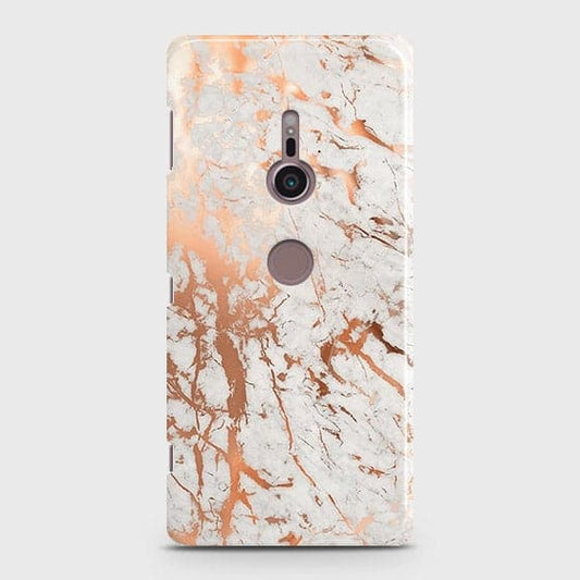 Sony Xperia XZ3 Cover - In Chic Rose Gold Chrome Style Printed Hard Case with Life Time Colors Guarantee ( Fast Delivery )