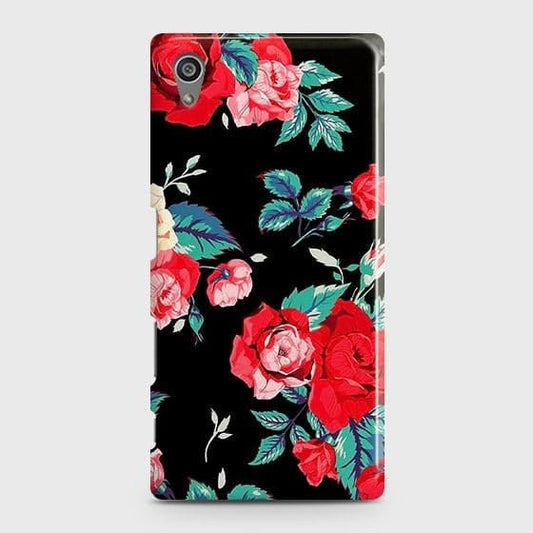 Sony Xperia Z5 Cover - Luxury Vintage Red Flowers Printed Hard Case with Life Time Colors Guarantee