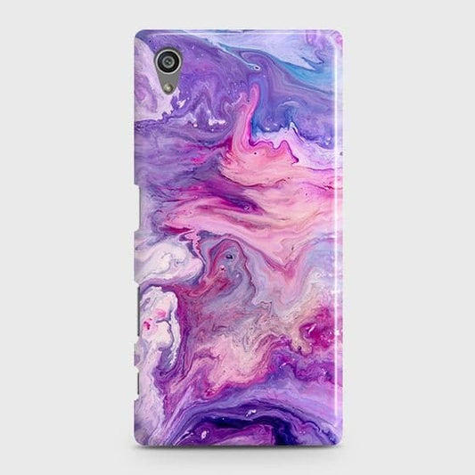 Sony Xperia Z5 Cover - Chic Blue Liquid Marble Printed Hard Case with Life Time Colors Guarantee