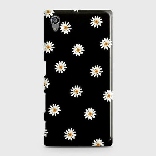 Sony Xperia Z5 Cover - Matte Finish - White Bloom Flowers with Black Background Printed Hard Case with Life Time Colors Guarantee