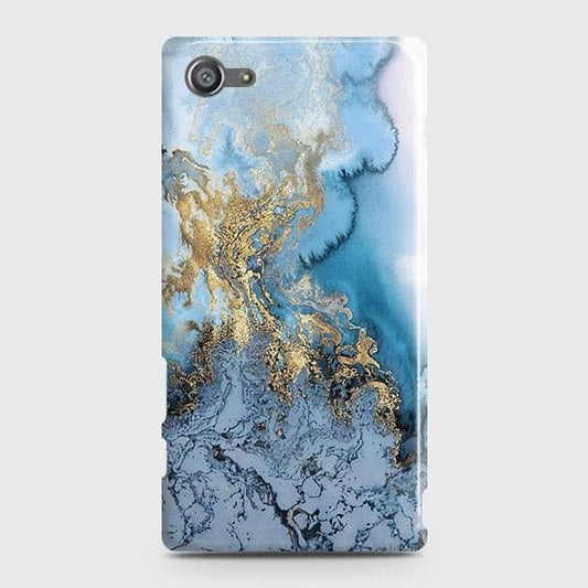 Sony Xperia Z5 Compact / Z5 Mini Cover - Trendy Golden & Blue Ocean Marble Printed Hard Case with Life Time Colors Guarantee