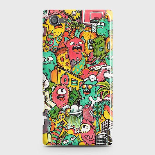 Sony Xperia Z5 Compact / Z5 Mini Cover - Matte Finish - Candy Colors Trendy Sticker Collage Printed Hard Case with Life Time Colors Guarantee