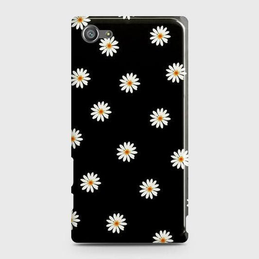 Sony Xperia Z5 Compact / Z5 Mini Cover - Matte Finish - White Bloom Flowers with Black Background Printed Hard Case with Life Time Colors Guarantee