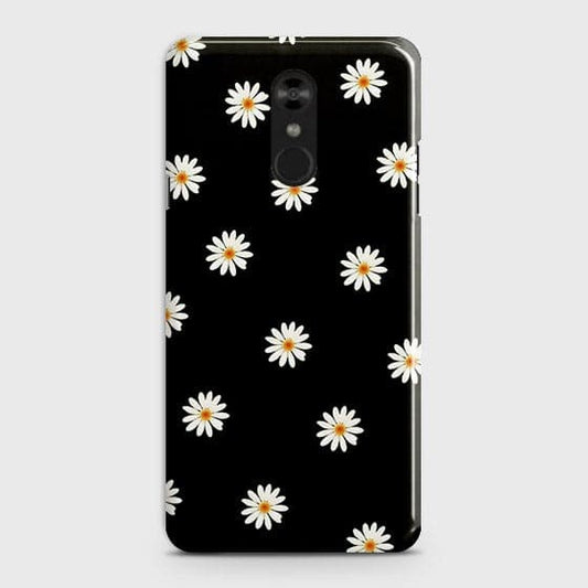 LG Stylo 4 Cover - Matte Finish - White Bloom Flowers with Black Background Printed Hard Case with Life Time Colors Guarantee
