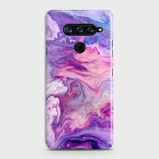 LG V40 ThinQ Cover - Chic Blue Liquid Marble Printed Hard with Life Time Colors Guarantee ( Fast Delivery )