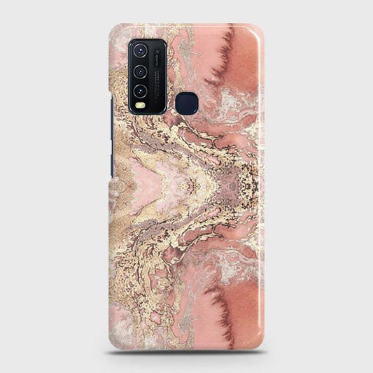 Vivo Y30 Cover - Trendy Chic Rose Gold Marble Printed Hard Case with Life Time Colors Guarantee