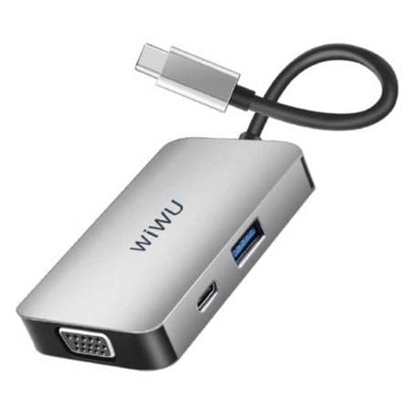 WIWU A513HVP Alpha 5 IN 1 Type C To USB 3.0 +VGA+HD+Stereo TYPE-C Converter Multifunctional USB HUB Adapter