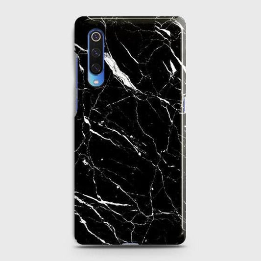 Xiaomi Mi 9 Cover - Trendy Black Marble Printed Hard Case with Life Time Colors Guarantee