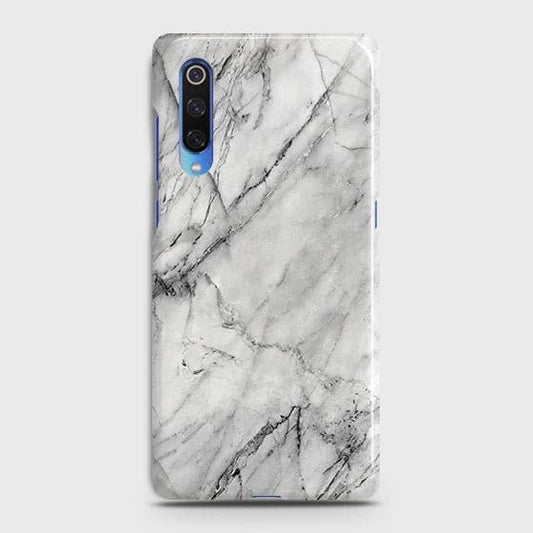 Xiaomi Mi 9 Cover - Matte Finish - Trendy White Floor Marble Printed Hard Case with Life Time Colors Guarantee - D2