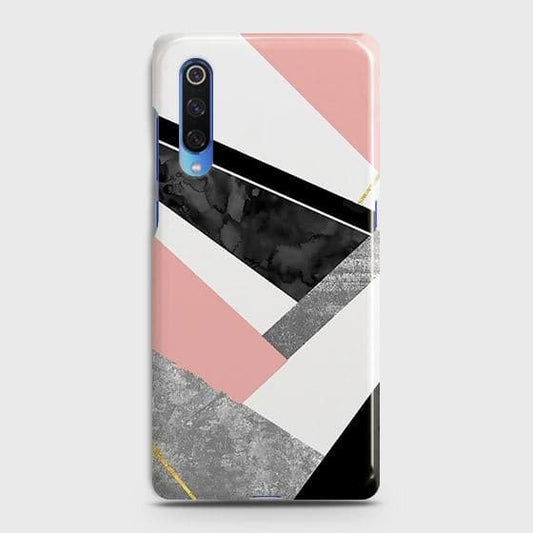 Xiaomi Mi 9 Cover - Matte Finish - Geometric Luxe Marble Trendy Printed Hard Case with Life Time Colors Guarantee