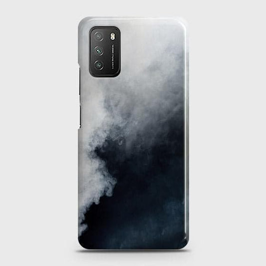 Xiaomi Poco M3 Cover - Matte Finish - Trendy Misty White and Black Marble Printed Hard Case with Life Time Colors Guarantee