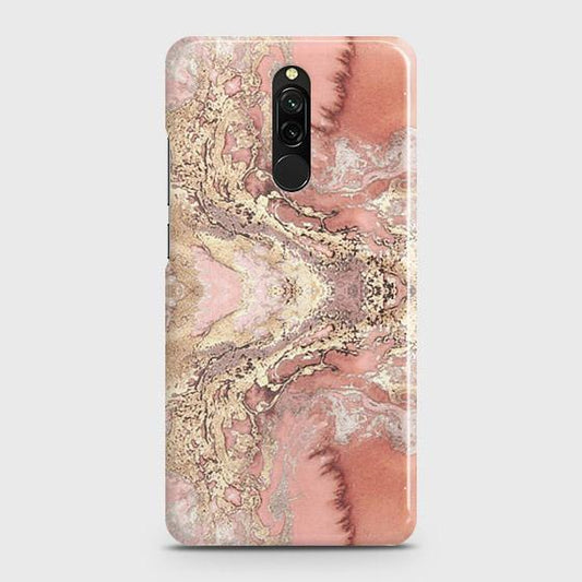 Xiaomi Redmi 8 Cover - Trendy Chic Rose Gold Marble Printed Hard Case with Life Time Colors Guarantee
