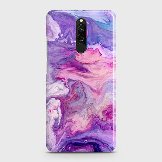 Xiaomi Redmi 8 Cover - Chic Blue Liquid Marble Printed Hard Case with Life Time Colors Guarantee