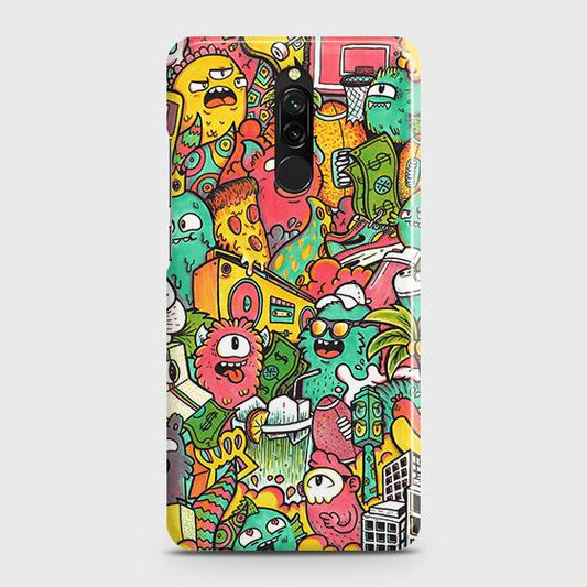 Xiaomi Redmi 8 Cover - Matte Finish - Candy Colors Trendy Sticke r Collage Printed Hard Case with Life Time Colors Guarantee ( Fast Delivery )