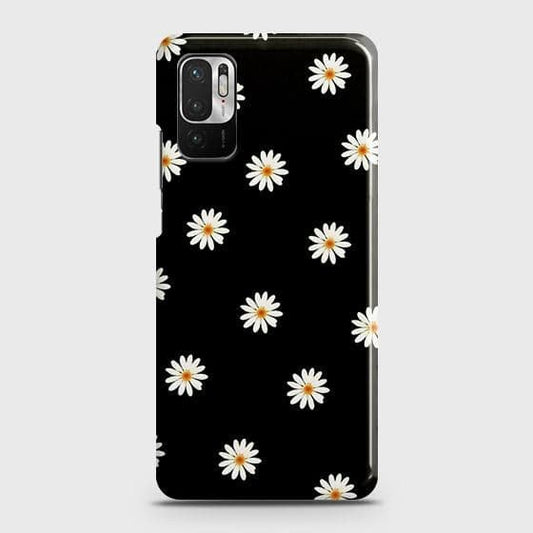 Xiaomi Redmi Note 10 5G Cover - Matte Finish - White Bloom Flowers with Black Background Printed Hard Case with Life Time Colors Guarantee