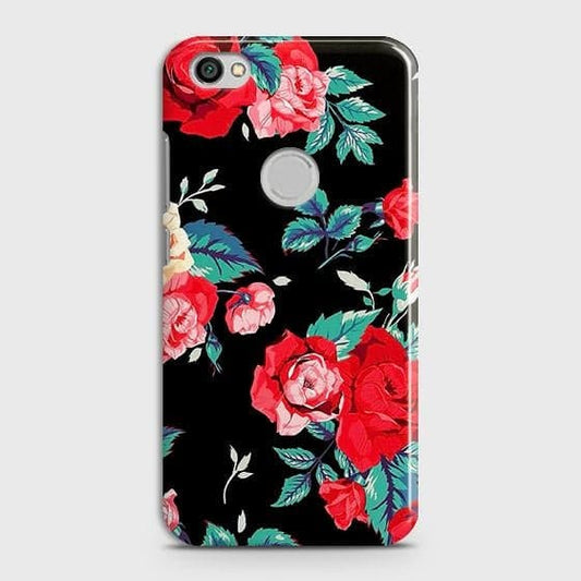 Xiaomi Redmi Note 5A Prime Cover - Luxury Vintage Red Flowers Printed Hard Case with Life Time Colors Guarantee