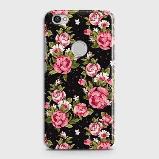 Xiaomi Redmi Note 5A Prime Cover - Trendy Pink Rose Vintage Flowers Printed Hard Case with Life Time Colors Guarantee