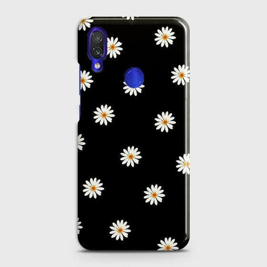 Xiaomi Redmi Note 7 Pro Cover - Matte Finish - White Bloom Flowers with Black Background Printed Hard Case with Life Time Colors Guarantee B59