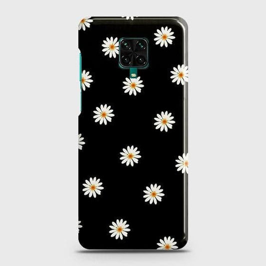 Xiaomi Redmi Note 9S Cover - Matte Finish - White Bloom Flowers with Black Background Printed Hard Case with Life Time Colors Guarantee