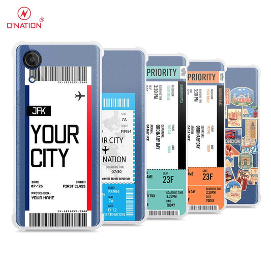Samsung Galaxy A03 Core Cover - Personalised Boarding Pass Ticket Series - 5 Designs - Clear Phone Case - Soft Silicon Borders