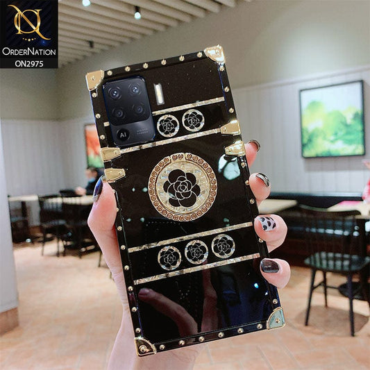 Oppo A94 Cover - Design 1 - 3D illusion Gold Flowers Soft Trunk Case With Ring Holder