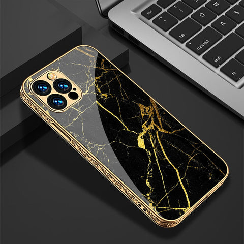 iPhone 12 Pro Cover - Black Marble Series - HQ Ultra Shine Premium Infinity Glass Soft Silicon Borders Casee